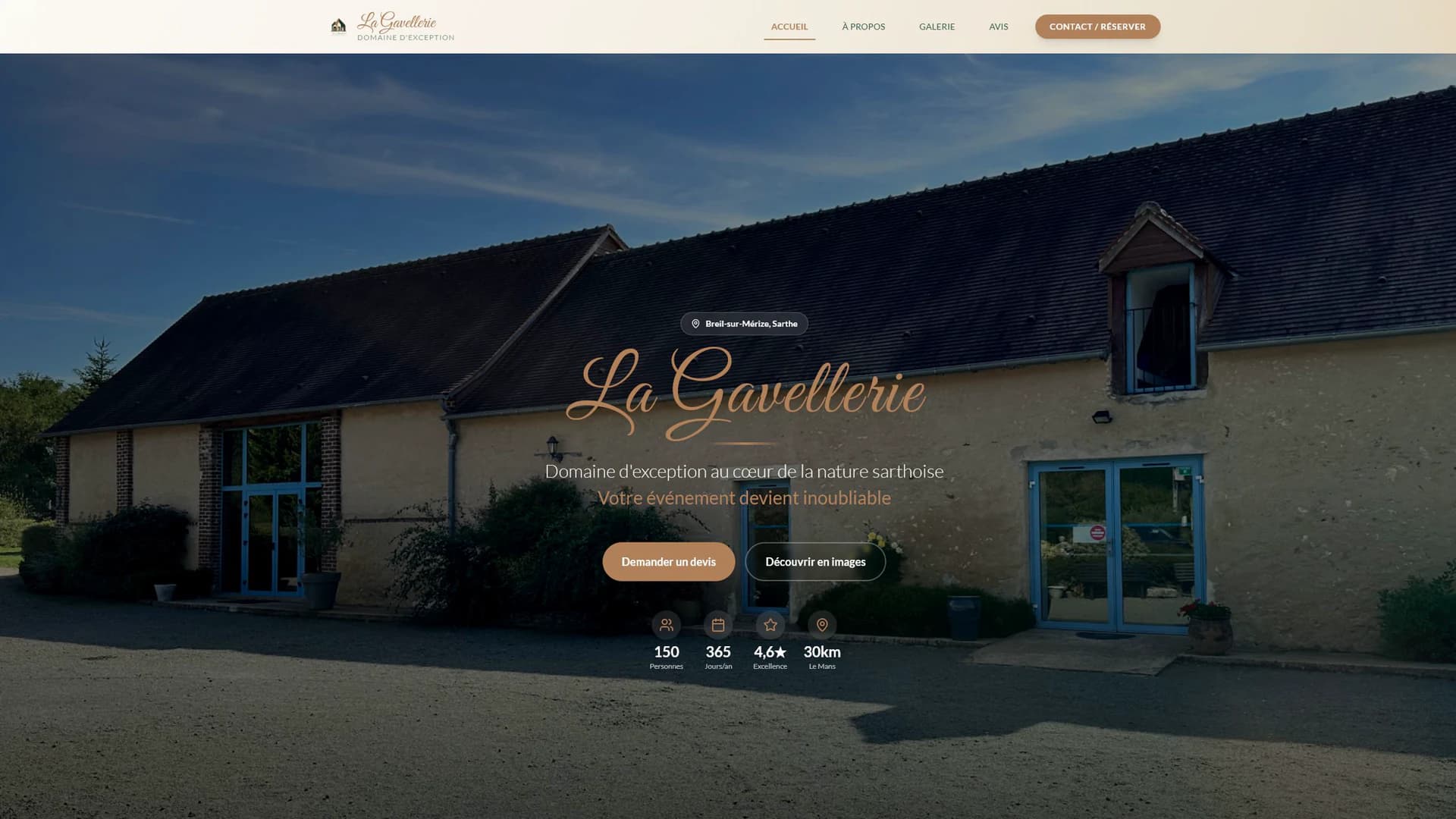 Site vitrine du Gîte de la Gavellerie réalisé par Mavox Web