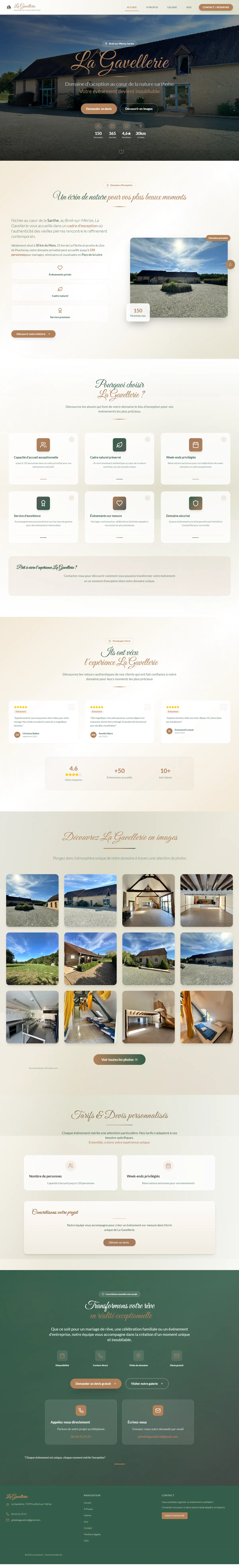 La page d’accueil complète du site Gîte de la Gavellerie