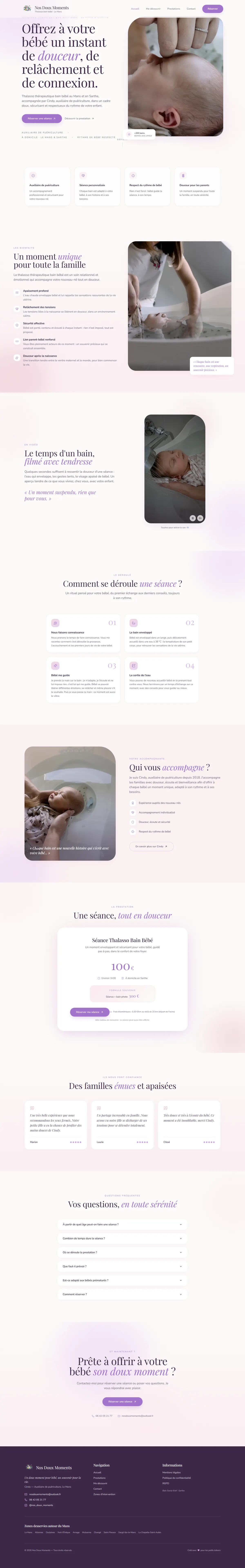 La page d’accueil complète du site Nos Doux Moments